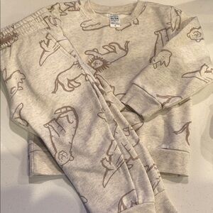 Carters Kids Beige Animal Print Sweatshirt and Pants Set
